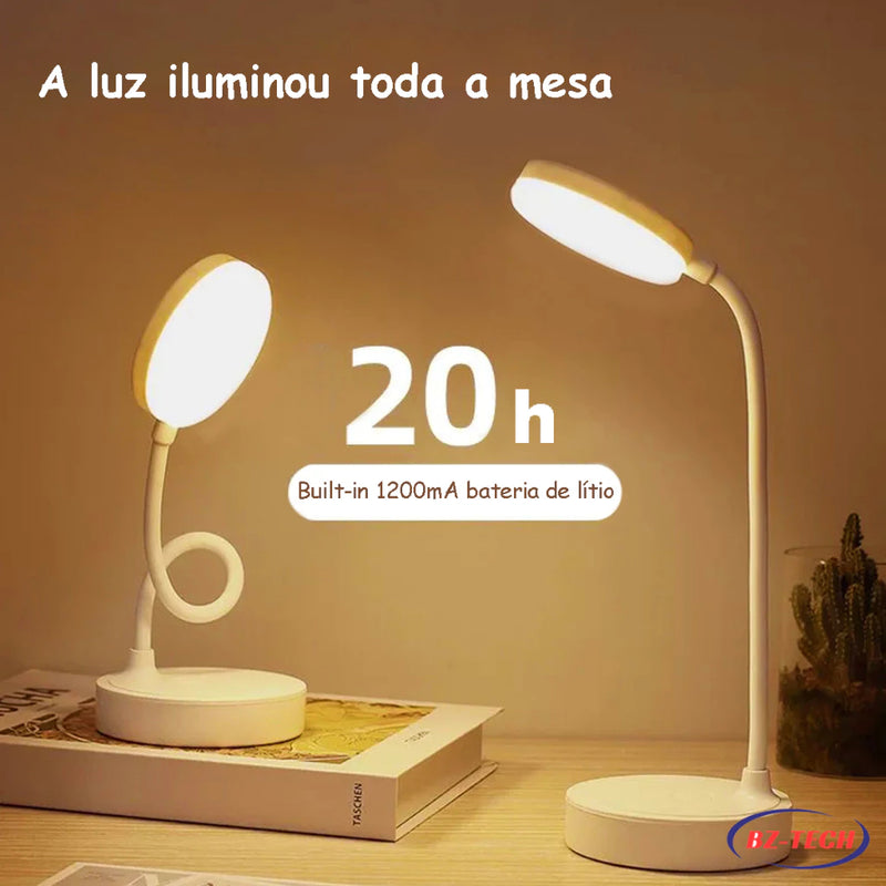 Luminária Abajur de Mesa LED Luz Recarregável Touch Haste Flexível Lâmpada De Estudo Sem Fio XZTD05