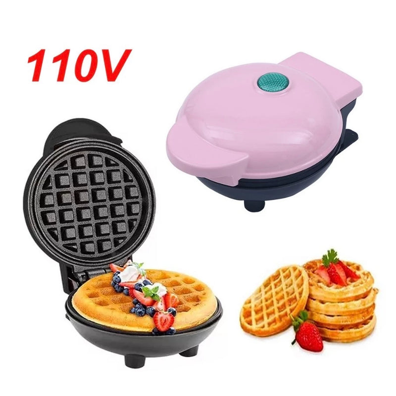 Mini Máquina de Waffles Elétrica Portátil Casa Cozinha Fazer Waffle Panquecas Automático 110V