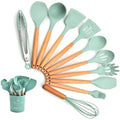 KIT de Utensílios Para Cozinha em Silicone e Bambu 12 Peças