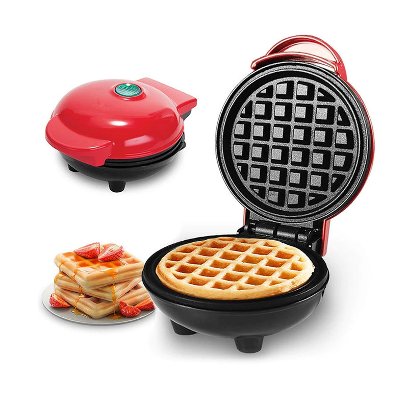 Mini Máquina de Waffles Elétrica Portátil Casa Cozinha Fazer Waffle Panquecas Automático 110V