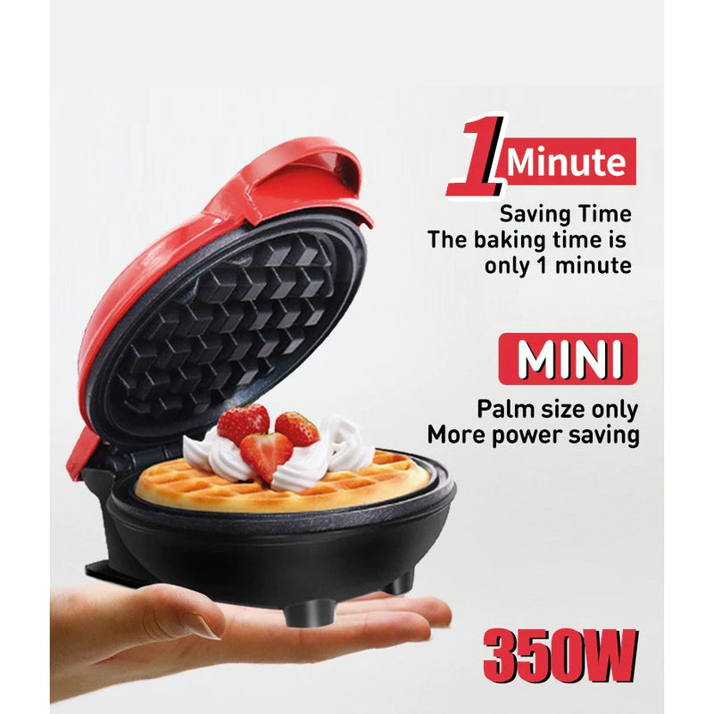 Mini Máquina de Waffles Elétrica Portátil Casa Cozinha Fazer Waffle Panquecas Automático 110V