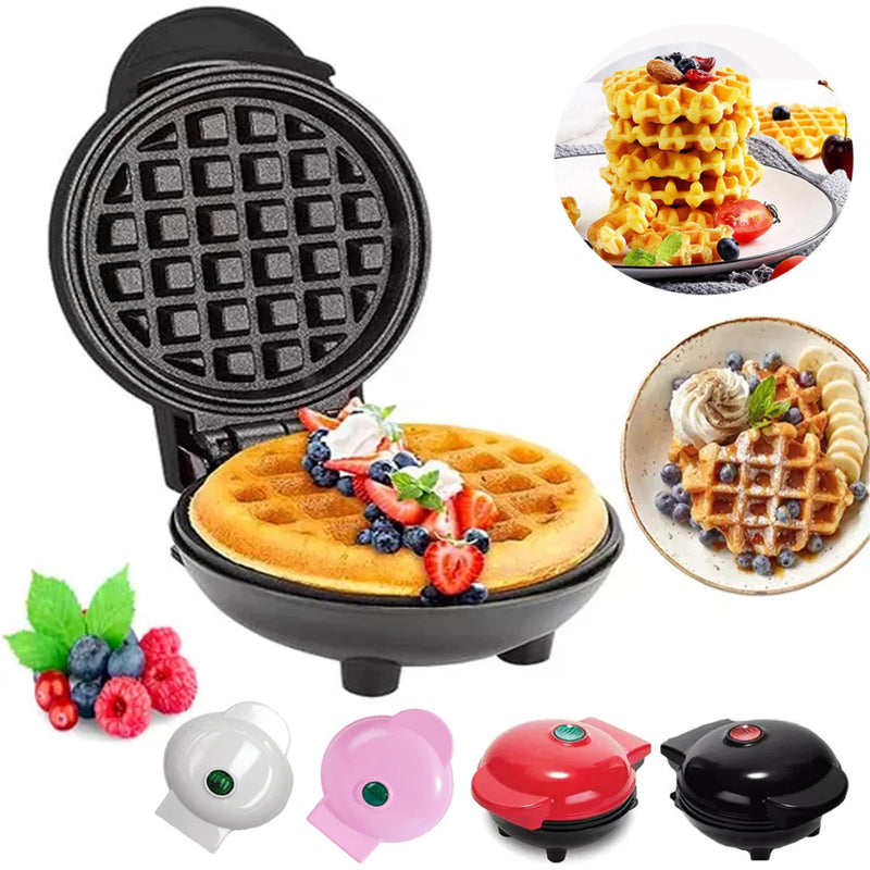 Mini Máquina de Waffles Elétrica Portátil Casa Cozinha Fazer Waffle Panquecas Automático 110V