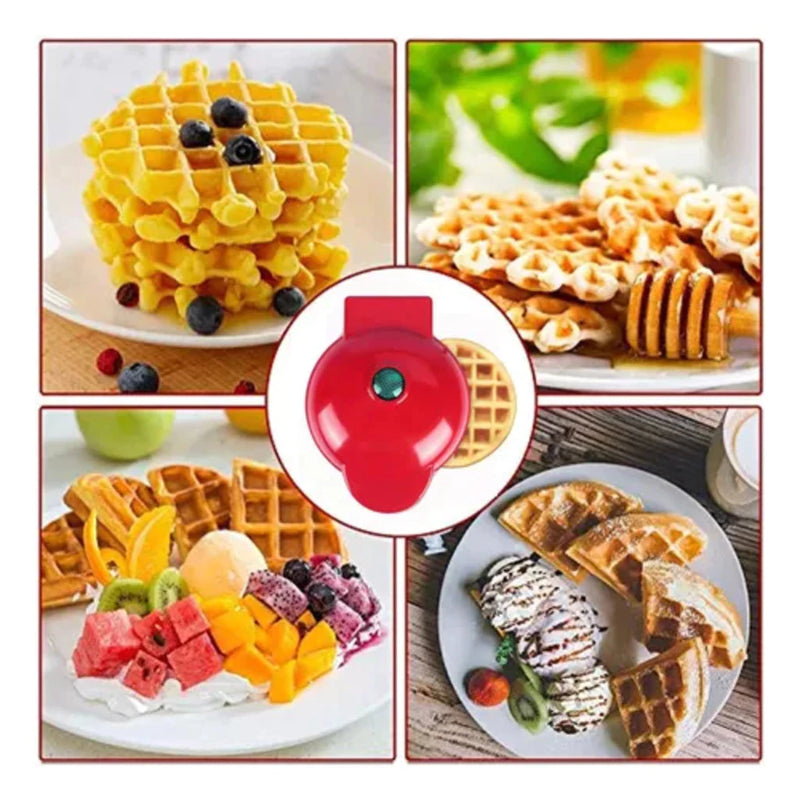 Mini Máquina de Waffles Elétrica Portátil Casa Cozinha Fazer Waffle Panquecas Automático 110V