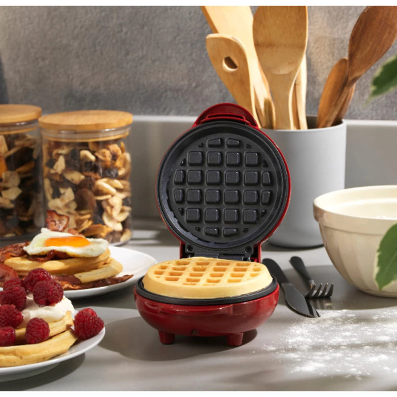 Mini Máquina de Waffles Elétrica Portátil Casa Cozinha Fazer Waffle Panquecas Automático 110V